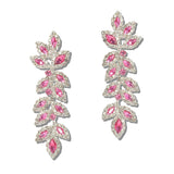 111825, CUBIC ZIRCONIA CRYSTAL LEAF DROP EARRINGS wholesale fashion jewelry - GOOD FEELINGS, INC