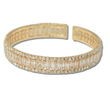 111829, BAGUETTE CUBIC ZIRCONIA ACCENT PAVE CRYSTAL STRETCH CUFF BRACELET wholesale fashion jewelry - GOOD FEELINGS, INC