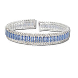 111829, BAGUETTE CUBIC ZIRCONIA ACCENT PAVE CRYSTAL STRETCH CUFF BRACELET wholesale fashion jewelry - GOOD FEELINGS, INC