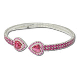 111830, HEART CUBIC ZIRCONIA ACCENT PAVE CRYSTAL STRETCH CUFF BRACELET wholesale fashion jewelry - GOOD FEELINGS, INC