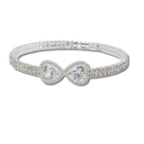 111830, HEART CUBIC ZIRCONIA ACCENT PAVE CRYSTAL STRETCH CUFF BRACELET wholesale fashion jewelry - GOOD FEELINGS, INC