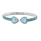 111830, HEART CUBIC ZIRCONIA ACCENT PAVE CRYSTAL STRETCH CUFF BRACELET wholesale fashion jewelry - GOOD FEELINGS, INC