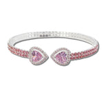 111830, HEART CUBIC ZIRCONIA ACCENT PAVE CRYSTAL STRETCH CUFF BRACELET wholesale fashion jewelry - GOOD FEELINGS, INC