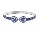 111830, HEART CUBIC ZIRCONIA ACCENT PAVE CRYSTAL STRETCH CUFF BRACELET wholesale fashion jewelry - GOOD FEELINGS, INC