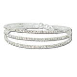 111832, TRIPLE ROW PAVE CRYSTAL STRETCH CUFF BRACELET