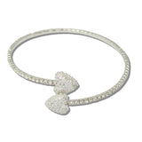 111834, DUAL HEART PAVE CRYSTAL STRETCH CUFF BRACELET