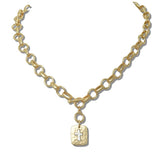 111837, MATTE TEXTURED CROSS MEDALLION TOGGLE NECKLACE