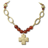 111839, CROSS CHARM BEADED STATEMENT NECKLACE