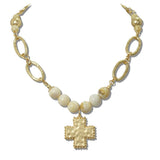 111839, CROSS CHARM BEADED STATEMENT NECKLACE