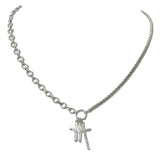Dainty Cross and Freshwater Pearl Charm Necklace - view 2