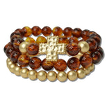 111847, HAMMERED CROSS ACCENT GLASS BEADED MULTI LAYERED STRETCH BRACELET wholesale fashion jewelry - GOOD FEELINGS, INC