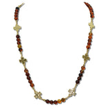 Hammered Cross and Glass Beaded Long Necklace - view 2