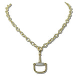 111859, 14K GOLD PLATED PAVE CZ ACCENT HORSEBIT DESIGNER INSPIRED NECKLACE wholesale fashion jewelry - GOOD FEELINGS, INC