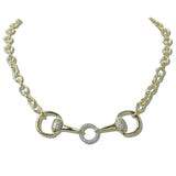 111860, PAVE CZ DOUBLE HORSEBIT DESIGNER INSPIRED NECKLACE wholesale fashion jewelry - GOOD FEELINGS, INC