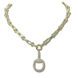 111861, 14K GOLD PLATED PAVE CZ ACCENT HORSEBIT DESIGNER INSPIRED NECKALCE wholesale fashion jewelry - GOOD FEELINGS, INC