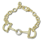 111862, 14K GOLD PLATED PAVE CZ ACCENT HORSEBIT DESIGNER INSPIRED BRACELET wholesale fashion jewelry - GOOD FEELINGS, INC
