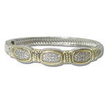 111865, 14K GOLD PLATED PAVE CZ CABLE DESIGNER INSPIRED BANGLE BRACELET wholesale fashion jewelry - GOOD FEELINGS, INC