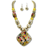 111868, GEOMETRIC CONFETTI RESIN STATEMENT NECKLACE wholesale fashion jewelry - GOOD FEELINGS, INC