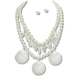 111869, COASTAL PEARL AND SEASHELL MULTI STRAND NECKLACE wholesale fashion jewelry - GOOD FEELINGS, INC