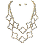 111871, CLOVER CUTOUT MULTI STRAND NECKLACE wholesale fashion jewelry - GOOD FEELINGS, INC