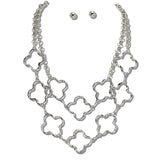 111871, CLOVER CUTOUT MULTI STRAND NECKLACE wholesale fashion jewelry - GOOD FEELINGS, INC