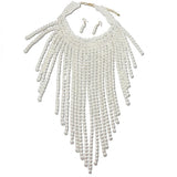 111873, PEARL FRINGE STATEMENT BIB NECKLACE wholesale fashion jewelry - GOOD FEELINGS, INC