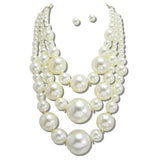 111874, BOLD MULTI STRAND PEARL STATEMENT NECKLACE wholesale fashion jewelry - GOOD FEELINGS, INC