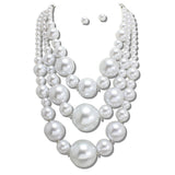 111874, BOLD MULTI STRAND PEARL STATEMENT NECKLACE wholesale fashion jewelry - GOOD FEELINGS, INC