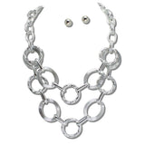 111879, MULTI STRAND HAMMERED STATEMENT NECKLACE wholesale fashion jewelry - GOOD FEELINGS, INC