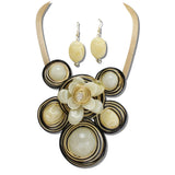 111880, FLOWER ACCENT CELLULOID ACETATE STATEMENT NECKLACE wholesale fashion jewelry - GOOD FEELINGS, INC