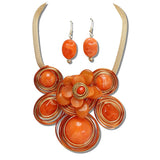 111880, FLOWER ACCENT CELLULOID ACETATE STATEMENT NECKLACE wholesale fashion jewelry - GOOD FEELINGS, INC