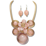 111880, FLOWER ACCENT CELLULOID ACETATE STATEMENT NECKLACE wholesale fashion jewelry - GOOD FEELINGS, INC