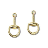 111902, WESTERN TURQUOISE AND AB CRYSTAL ACCENT HORSEBIT EARRINGS wholesale fashion jewelry - GOOD FEELINGS, INC