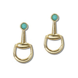 111902, WESTERN TURQUOISE AND AB CRYSTAL ACCENT HORSEBIT EARRINGS wholesale fashion jewelry - GOOD FEELINGS, INC