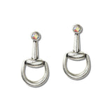 111902, WESTERN TURQUOISE AND AB CRYSTAL ACCENT HORSEBIT EARRINGS wholesale fashion jewelry - GOOD FEELINGS, INC