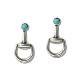 111902, WESTERN TURQUOISE AND AB CRYSTAL ACCENT HORSEBIT EARRINGS wholesale fashion jewelry - GOOD FEELINGS, INC