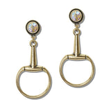 111904, WESTERN TURQUOISE AND AB CRYSTAL ACCENT HORSEBIT DROP EARRINGS wholesale fashion jewelry - GOOD FEELINGS, INC