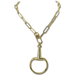 111908, WESTERN HORSEBIT PAPERCLIP CHAIN NECKLACE wholesale fashion jewelry - GOOD FEELINGS, INC