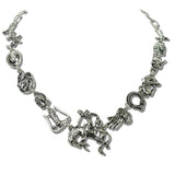 111921, WESTERN MULTI CHARM LINK NECKLACE wholesale fashion jewelry - GOOD FEELINGS, INC