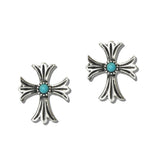 Western Turquoise Center Cross Stud Earrings