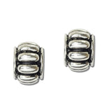Western Textured Ribbed Huggie Hoop Earrings - view 2