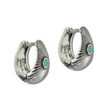 Western Turquoise Accent Sunburst Huggie Hoop Earrings