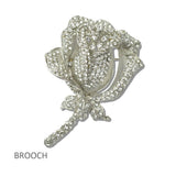 112003, PAVE CRYSTAL ROSE FLOWER BROOCH PIN wholesale fashion jewelry - GOOD FEELINGS, INC