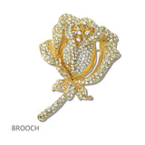 112003, PAVE CRYSTAL ROSE FLOWER BROOCH PIN wholesale fashion jewelry - GOOD FEELINGS, INC