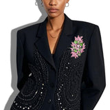 112018, SORORITY CRYSTAL FLORAL STATEMENT BROOCH PIN wholesale fashion jewelry - GOOD FEELINGS, INC