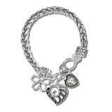 Filigree Heart and Cross Charm Bracelet
