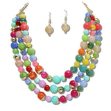 Multi Layered Marbled Bead Necklace - view 2