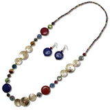 Hammered Metallic and Disc Long Beaded Necklace - view 9