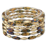 112035, MARBLE OVAL BEADED MULTI LAYERED STRETCH BRACELET