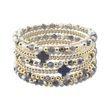 112036, CROSS ACCENT MULTI LAYERED BEADED STRETCH BRACELET